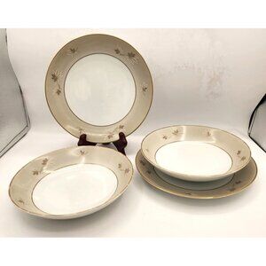 Zylstra Japan Handcrafted Fine China Frosted Leaves Salad Plates & Bowls 4 Pcs